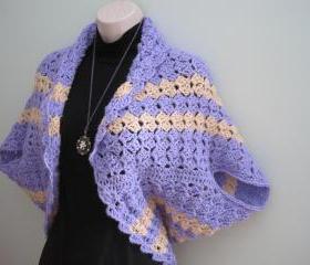 Crochet Shrug - lavender/beige (CS1) - Just made for Spring